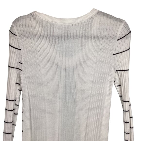 Cabi Long Sweater Size XS XSmall‎ Duster Cardigan Dashes Striped Long White - Picture 7 of 11